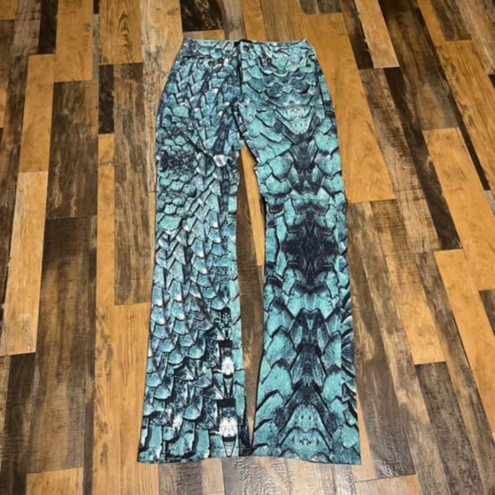 Roberto Cavalli Just Cavalli Blue and Black Snake Print Pants